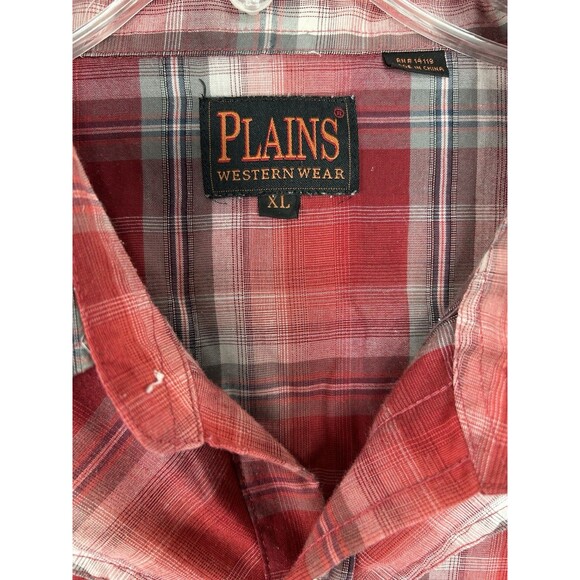 Plains Western Wear Pearl Snap Shirt Men's XL Red Cowboy Rodeo Rockabilly - Picture 10 of 10